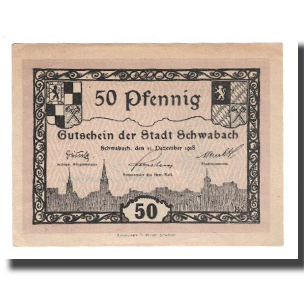 Banknote, Germany, Schwabach Stadt, 50 Pfennig, N.D, 1918, 1918-12-15