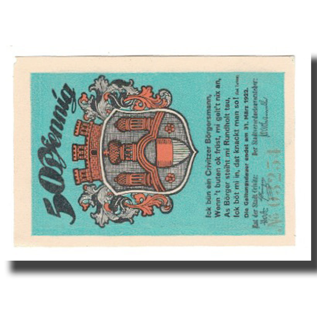 Banknote, Germany, Crivitz Stadt, 50 Pfennig, personnage, 1922, 1922-03-31