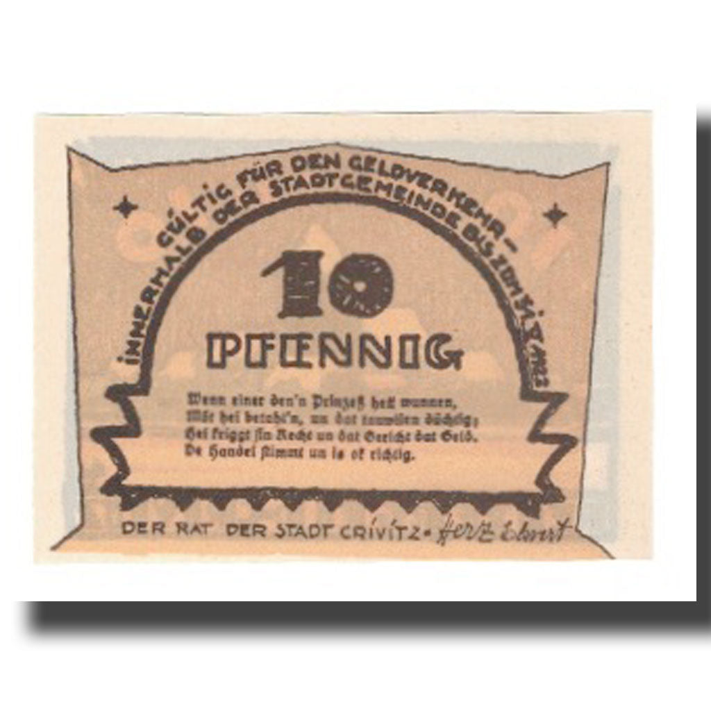 Banknote, Germany, Crivitz Stadt, 10 Pfennig, paysage, 1922, 1922-05-31