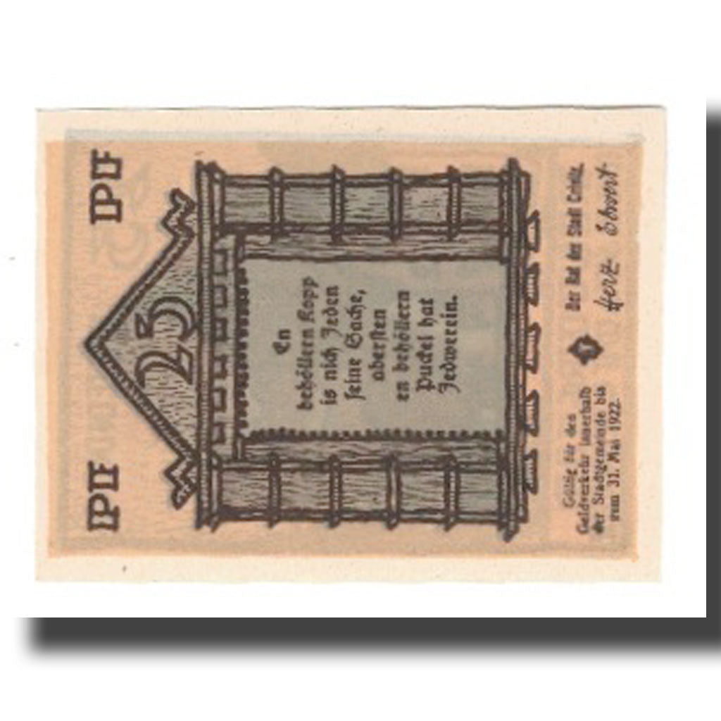 Banknote, Germany, Crivitz Stadt, 25 Pfennig, batiment 1, 1922, 1922-05-31