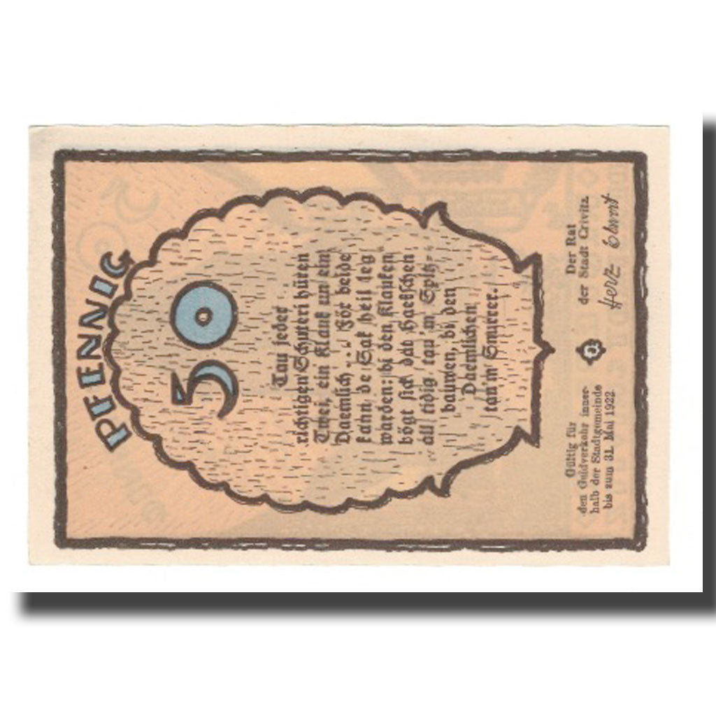 Banknote, Germany, Crivitz Stadt, 50 Pfennig, Batiment, 1922, 1922-05-31