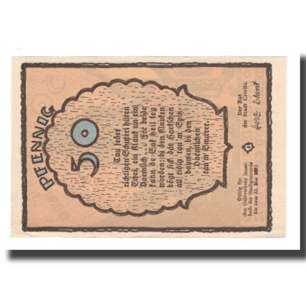 Banknote, Germany, Crivitz Stadt, 50 Pfennig, batiment 1, 1922, 1922-05-31