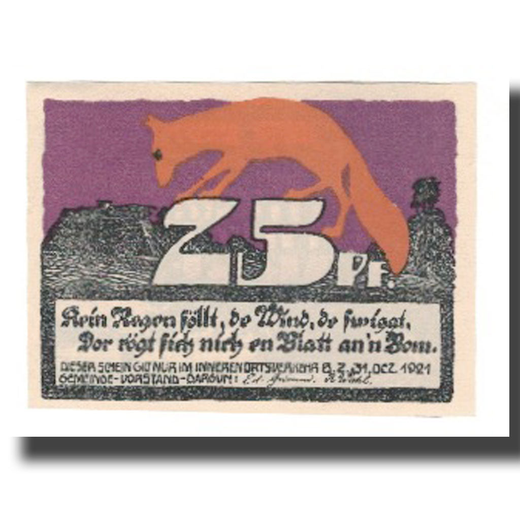 Banknote, Germany, Dargun Gemeinde, 25 Pfennig, paysage, 1921, 1921-12-31