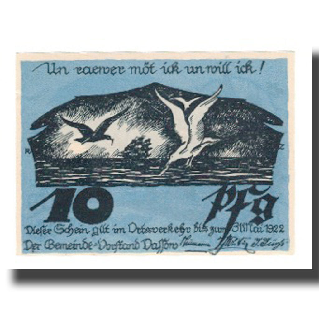 Banknote, Germany, Dassow Gemeinde, 10 Pfennig, oiseaux, 1922, 1922-05-31
