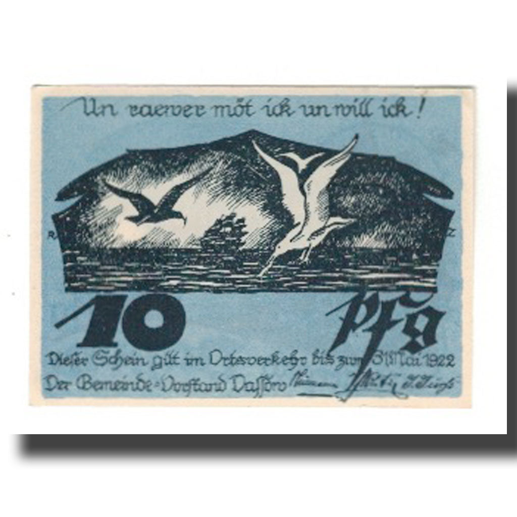 Banknote, Germany, Dassow Gemeinde, 10 Pfennig, Oiseaux 1, 1922, 1922-05-31