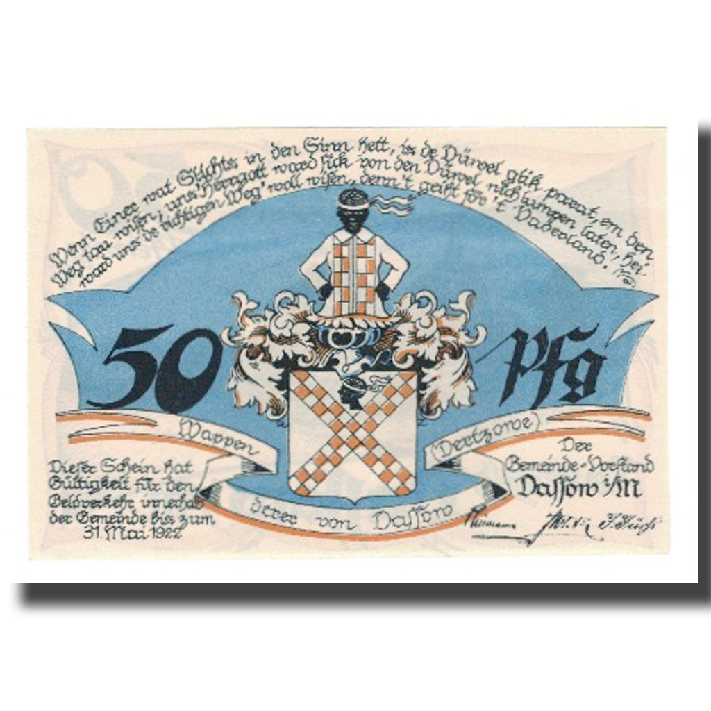 Banknote, Germany, Dassow Gemeinde, 50 Pfennig, paysage, 1922, 1922-05-31