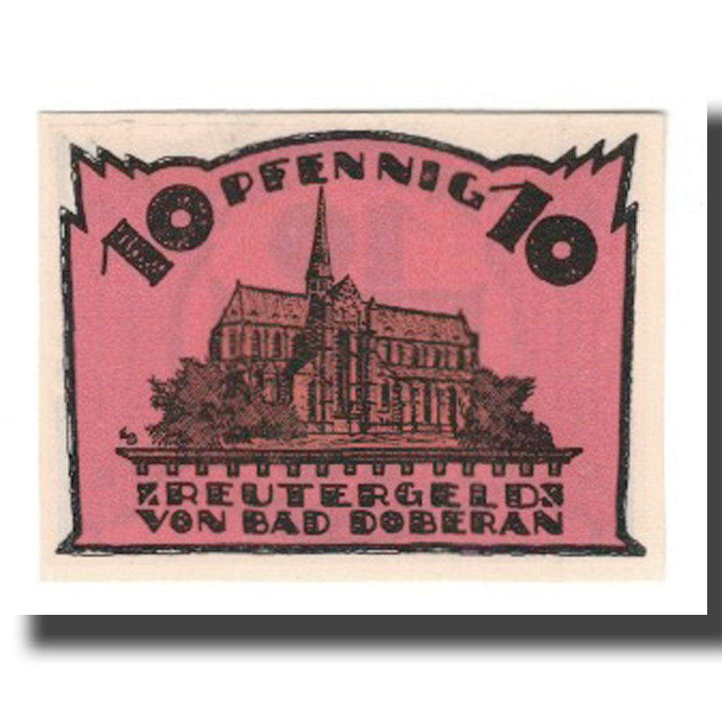 Banconote, Germania, Doberan, Bad Stadt, 10 Pfennig, Batiment, 1921, 1921-12-31