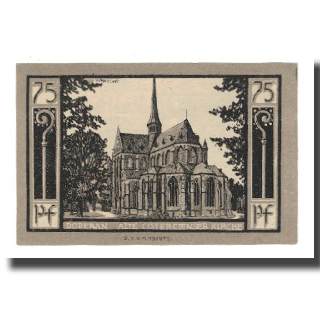 Banknote, Germany, Doberan, Bad Stadt, 75 Pfennig, Eglise, 1922, AU(55-58)