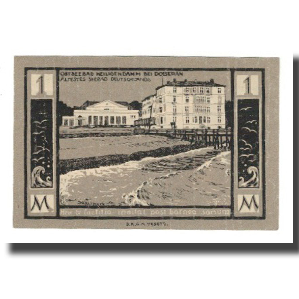 Banconote, Germania, Doberan, Bad Stadt, 1 Mark, Batiment, 1922, SPL-