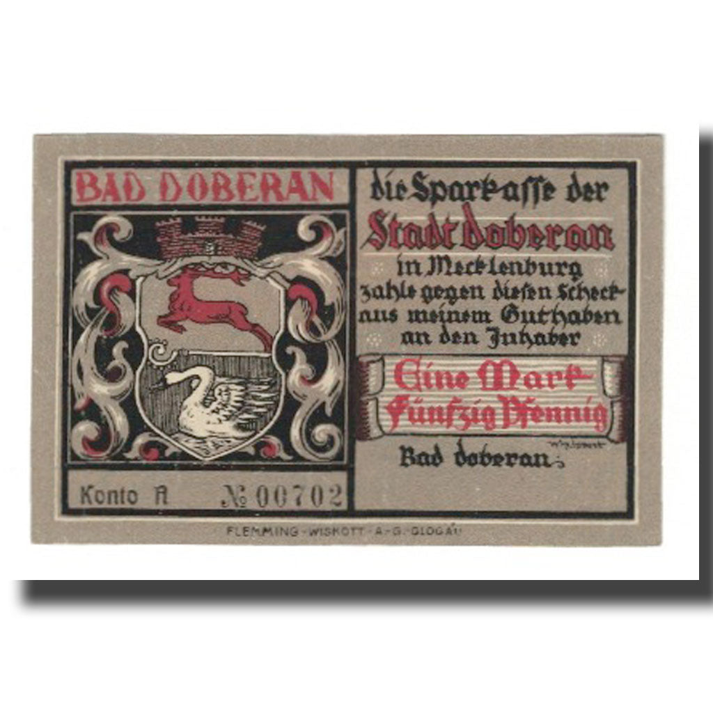 Billete, Alemania, Doberan, Bad Stadt, 1.5 Mark, Hippodrome, 1922, EBC