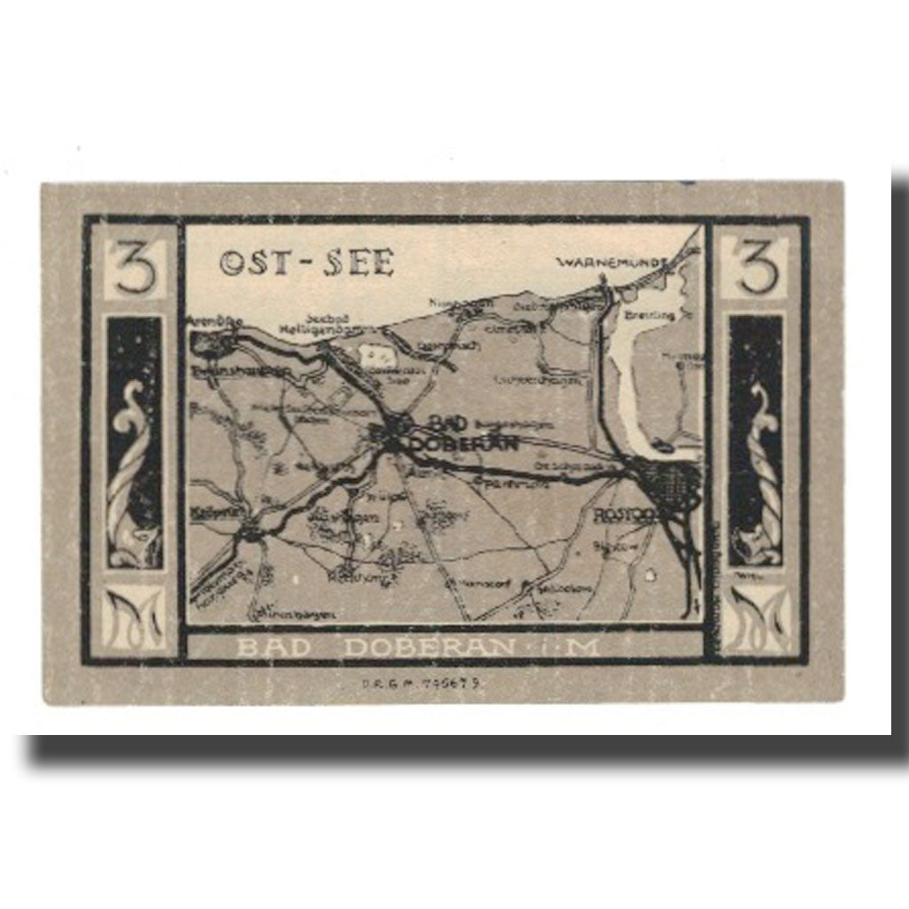 Banknote, Germany, Doberan, Bad Stadt, 3 Mark, carte, 1922, AU(55-58)