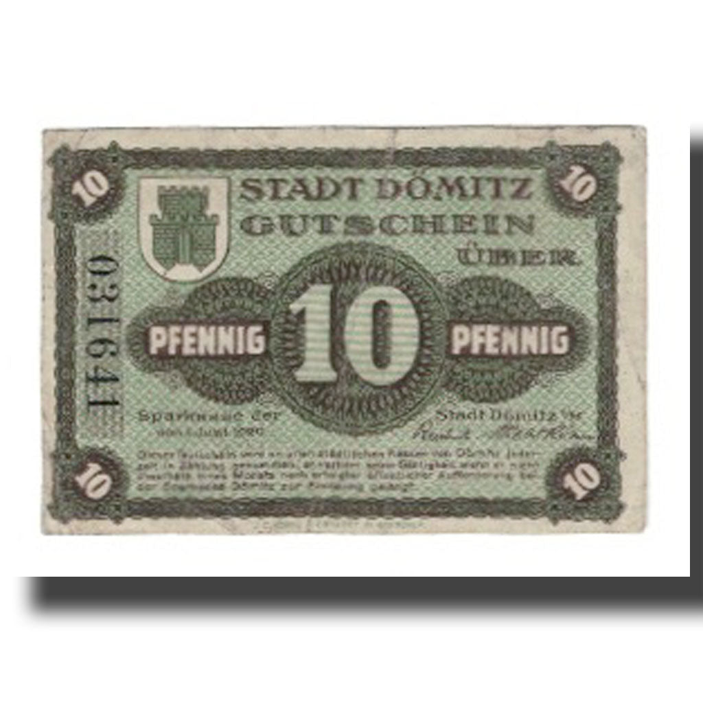 Banknote, Germany, Dömitz Sparkasse der Stadt, 10 Pfennig, Bastion 1, 1920