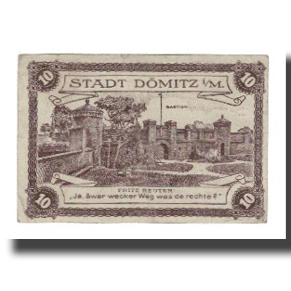 Banknote, Germany, Dömitz Sparkasse der Stadt, 10 Pfennig, Bastion 1, 1920