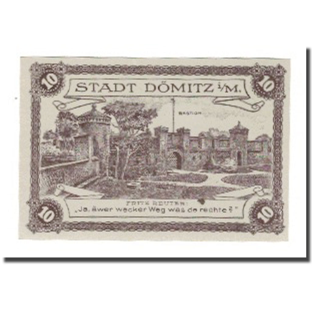 Banknote, Germany, Dömitz Sparkasse der Stadt, 10 Pfennig, Bastion 2, 1920