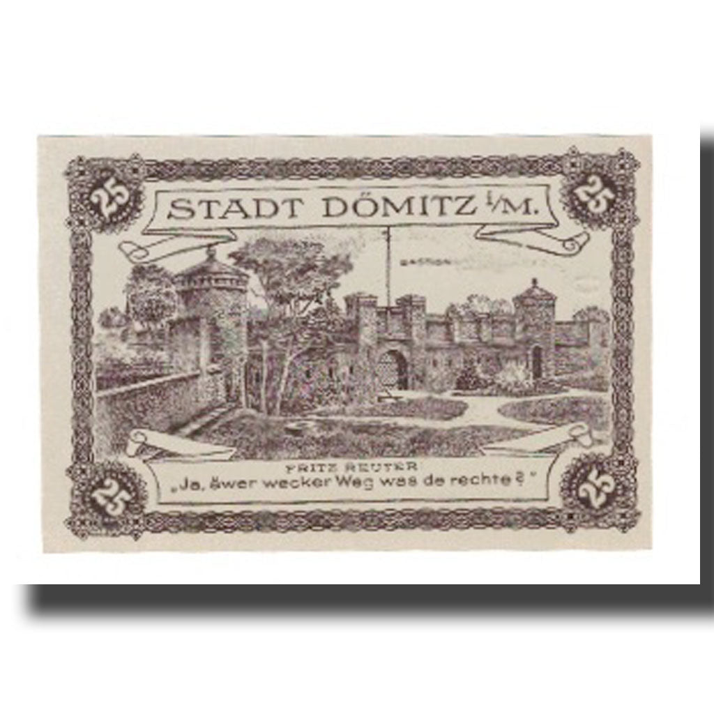 Banknote, Germany, Dömitz Sparkasse der Stadt, 25 Pfennig, Bastion, 1920