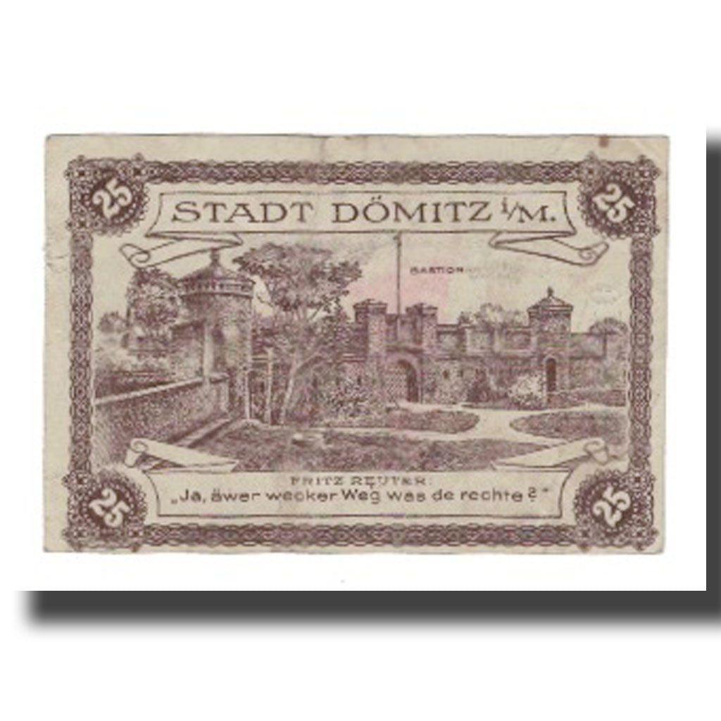 Banknote, Germany, Dömitz Sparkasse der Stadt, 25 Pfennig, Bastion 2, 1920
