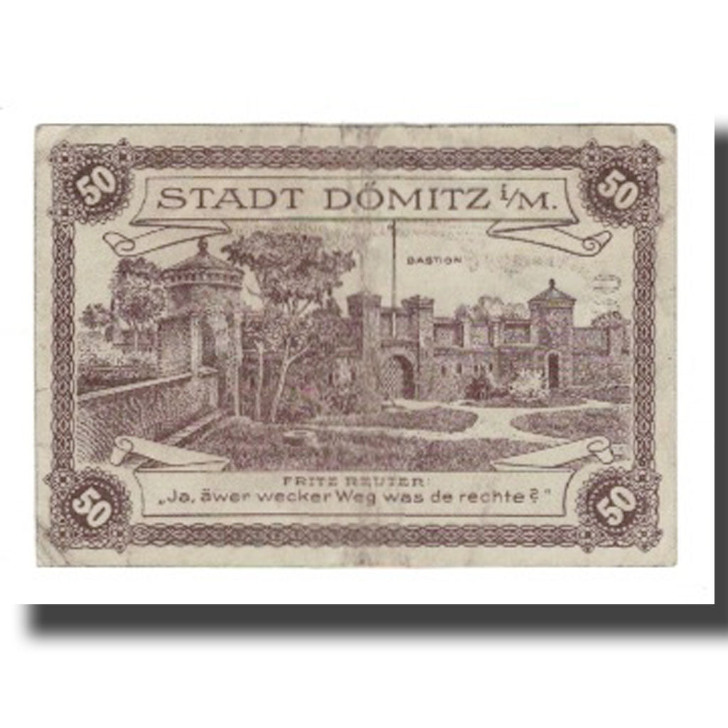 Banknote, Germany, Dömitz Sparkasse der Stadt, 50 Pfennig, Bastion, 1920