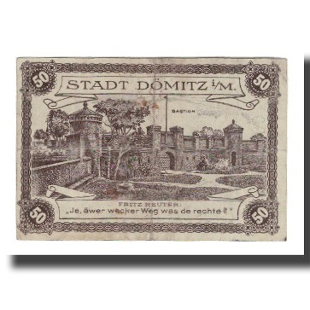 Banknote, Germany, Dömitz Sparkasse der Stadt, 50 Pfennig, Bastion 1, 1920