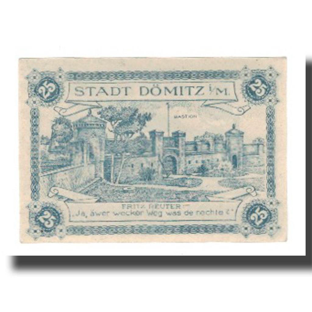 Banknote, Germany, Dömitz Sparkasse der Stadt, 25 Pfennig, Bastion, 1920