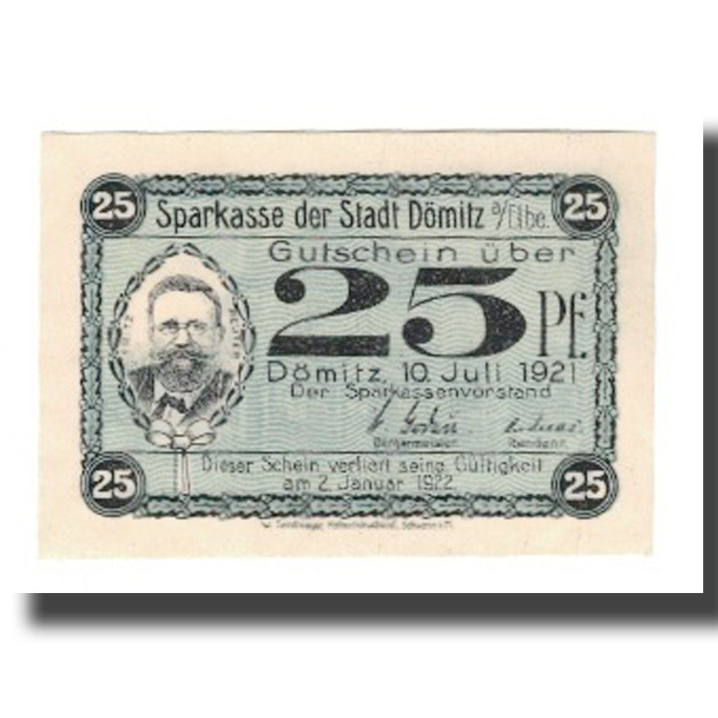 Banknote, Germany, Domitz Stadt, 25 Pfennig, Maison, 1922, 1922-01-02