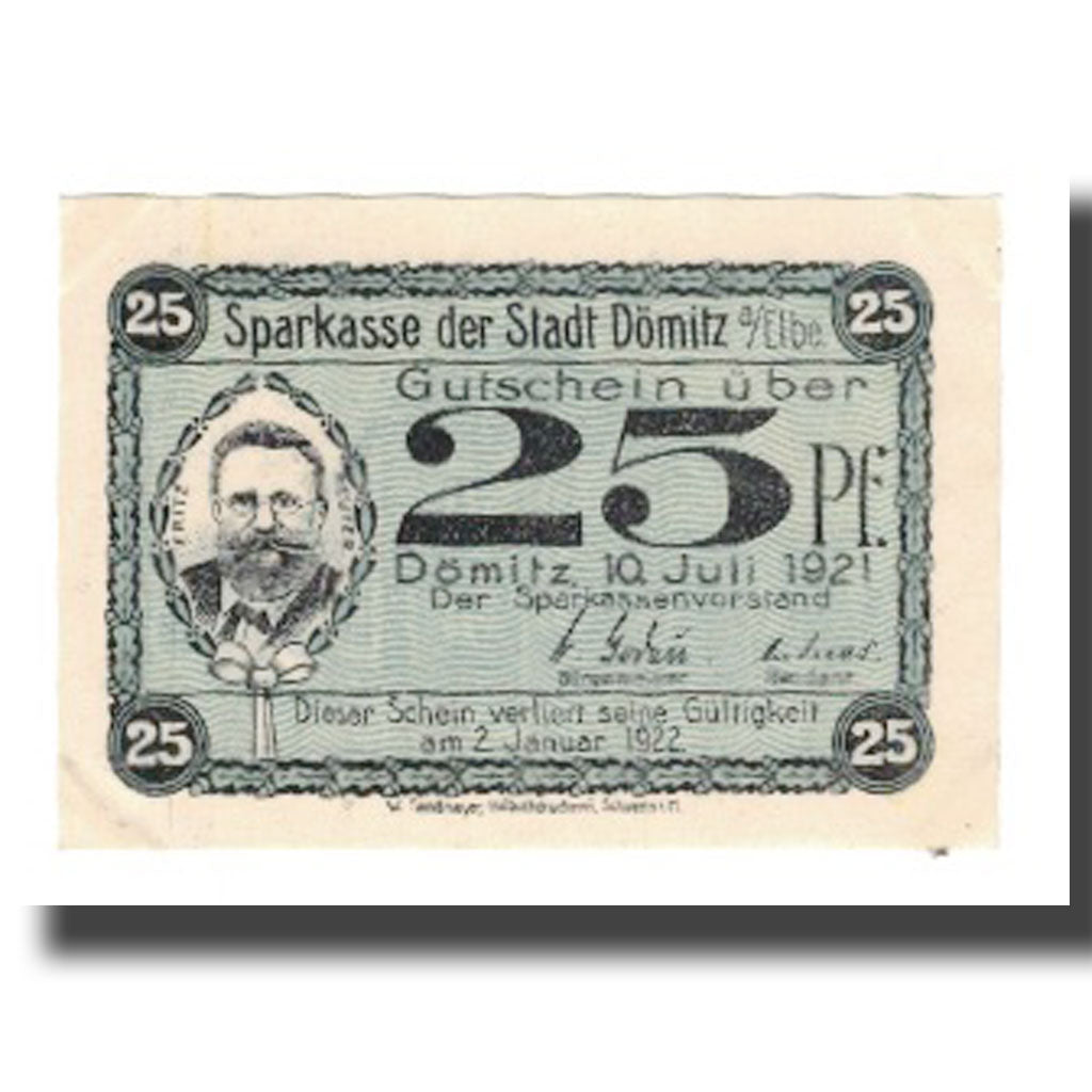 Banknote, Germany, Domitz Stadt, 25 Pfennig, maison 1, 1922, 1922-01-02