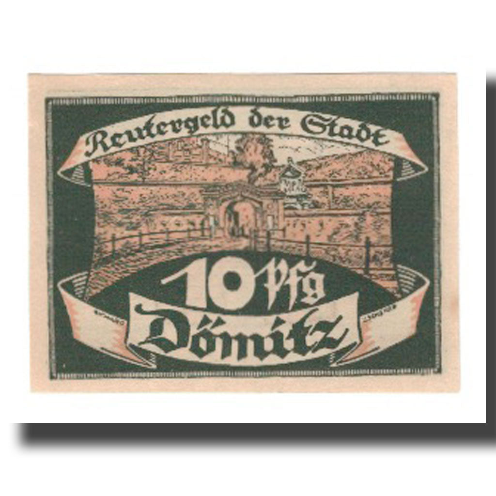 Nota, Alemanha, Domitz Stadt, 10 Pfennig, paysage 1, 1922, 1922-05-31