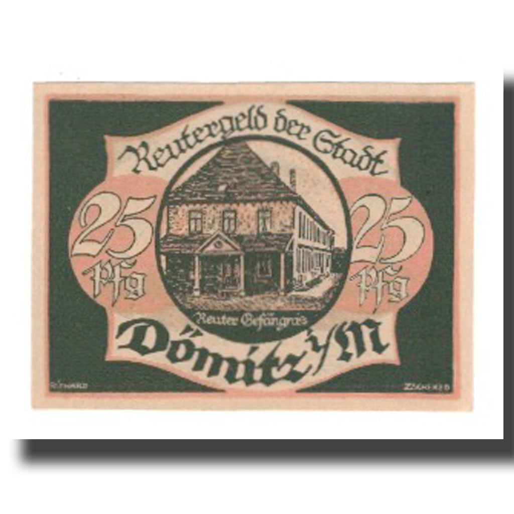 Biljet, Duitsland, Domitz Stadt, 25 Pfennig, maison 1, 1922, 1922-05-31, SUP