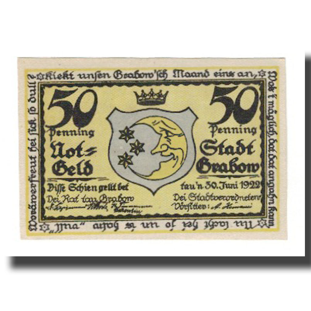 Banknote, Germany, Grabow Stadt, 50 Pfennig, personnage, 1922, 1922-06-30
