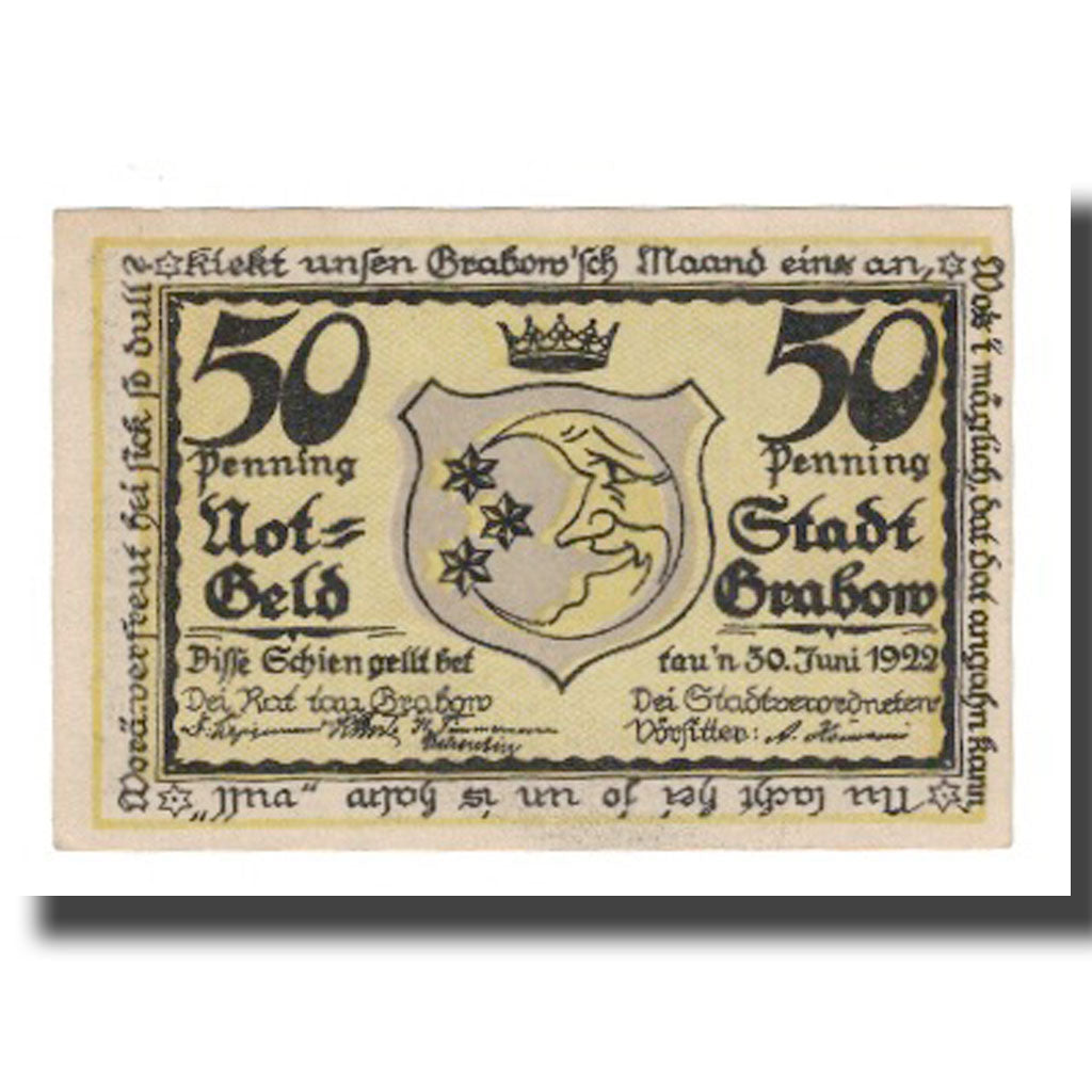 Banknote, Germany, Grabow Stadt, 50 Pfennig, personnage 1, 1922, 1922-06-30