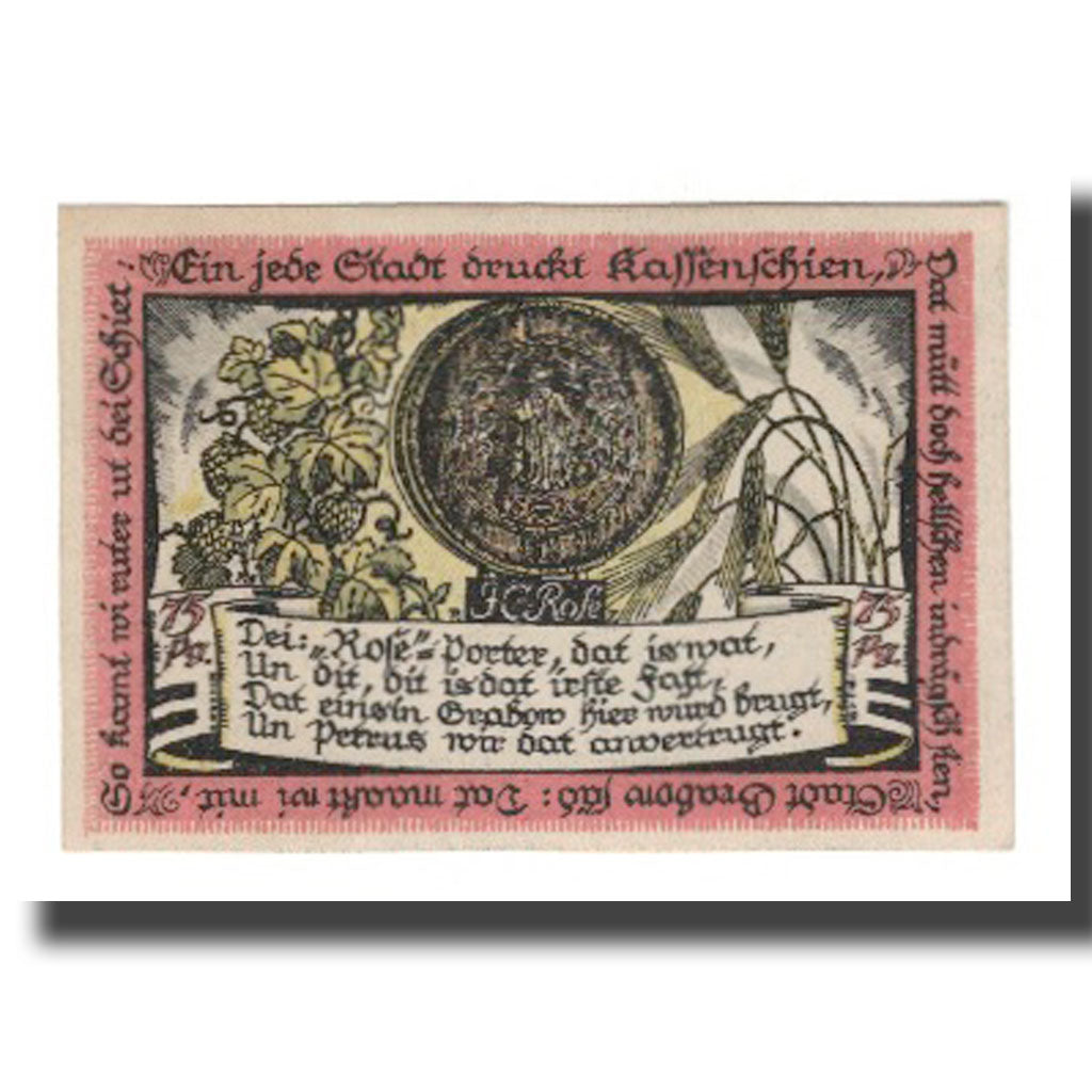 Banknote, Germany, Grabow Stadt, 75 Pfennig, personnage, 1922, 1922-06-30