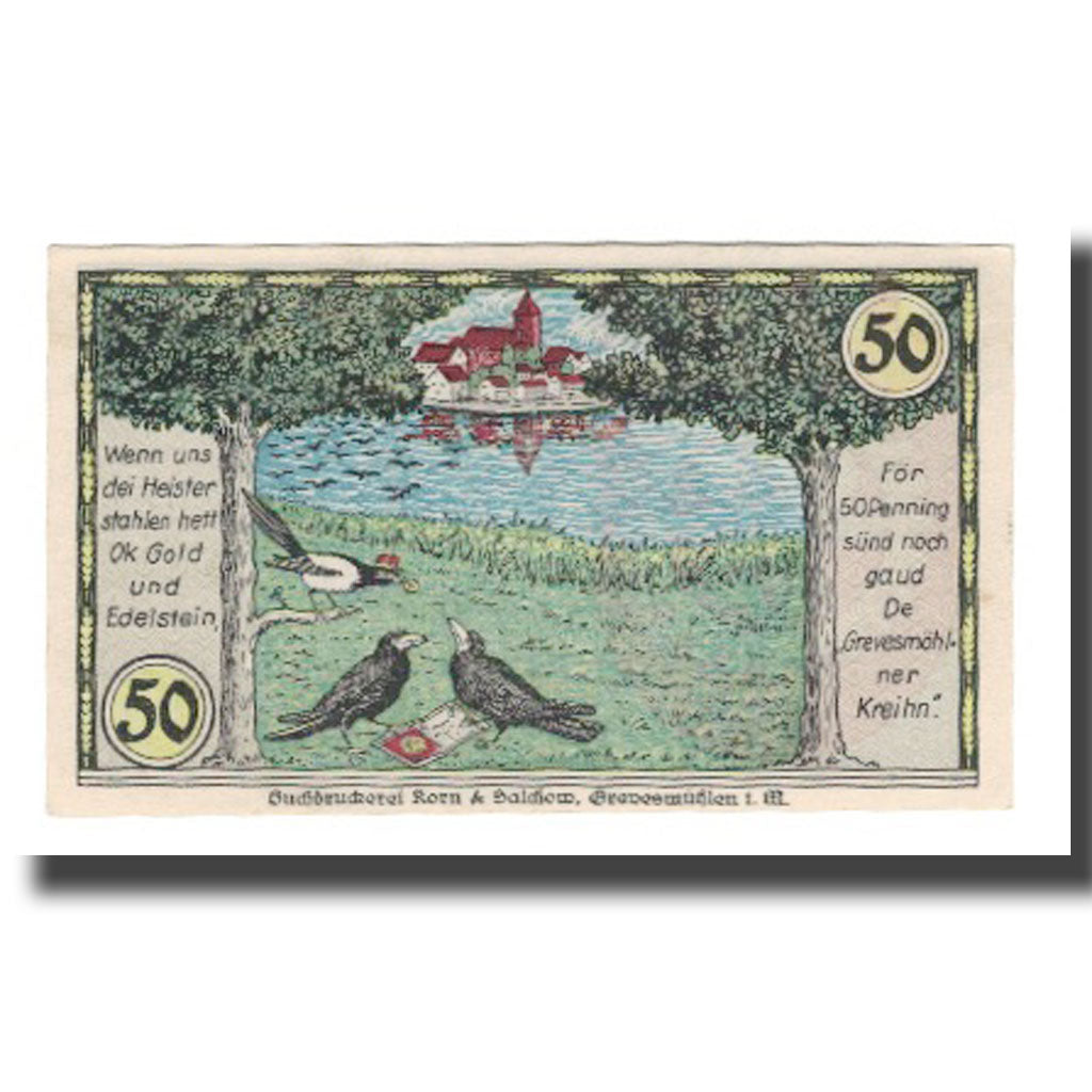 Nota, Alemanha, Grevesmuhlen Stadt, 50 Pfennig, paysage 1, 1923, 1923-12-31