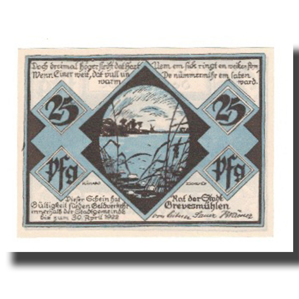 Billete, Alemania, Grevesmuhlen Stadt, 25 Pfennig, personnage, 1922, 1923-12-31