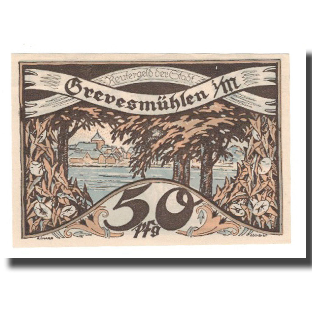 Banknote, Germany, Grevesmuhlen Stadt, 50 Pfennig, paysage 1, 1922, 1923-12-31