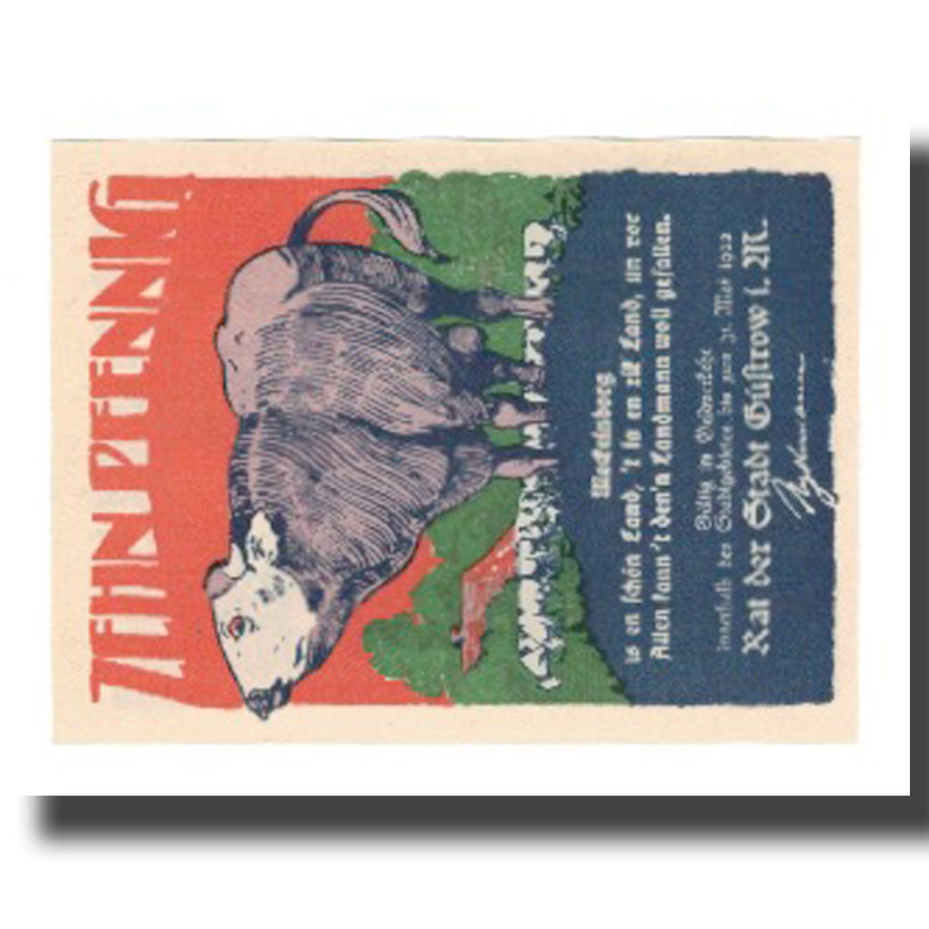 Banknote, Germany, Güstrow Stadt, 10 Pfennig, batiment 2, 1922, 1922-05-31