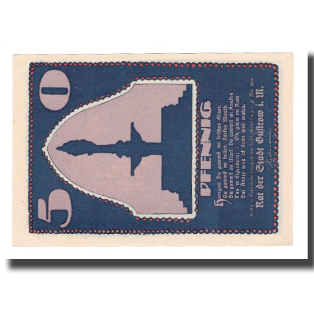 Banknote, Germany, Güstrow Stadt, 50 Pfennig, Batiment, 1922, 1922-05-31