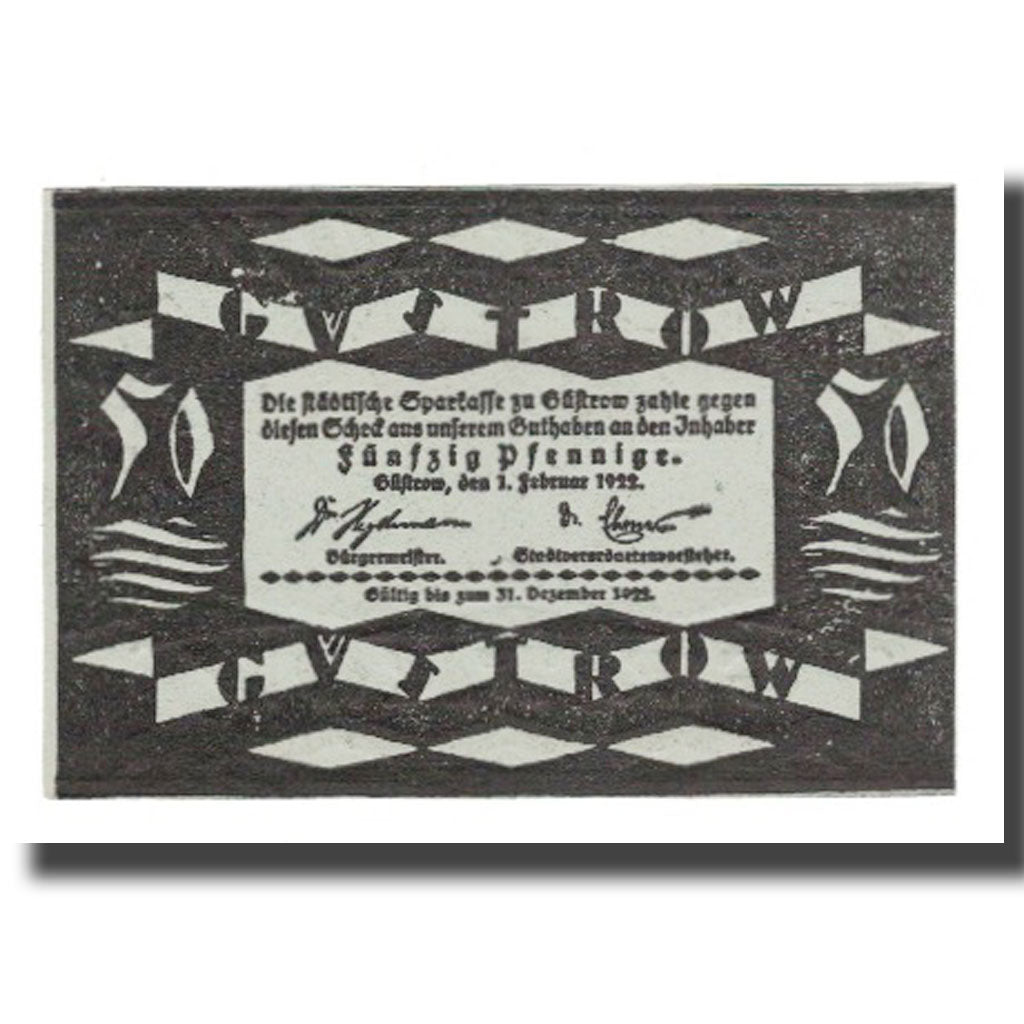 Banknote, Germany, Güstrow Stadt, 50 Pfennig, Batiment, 1922, 1922-12-31