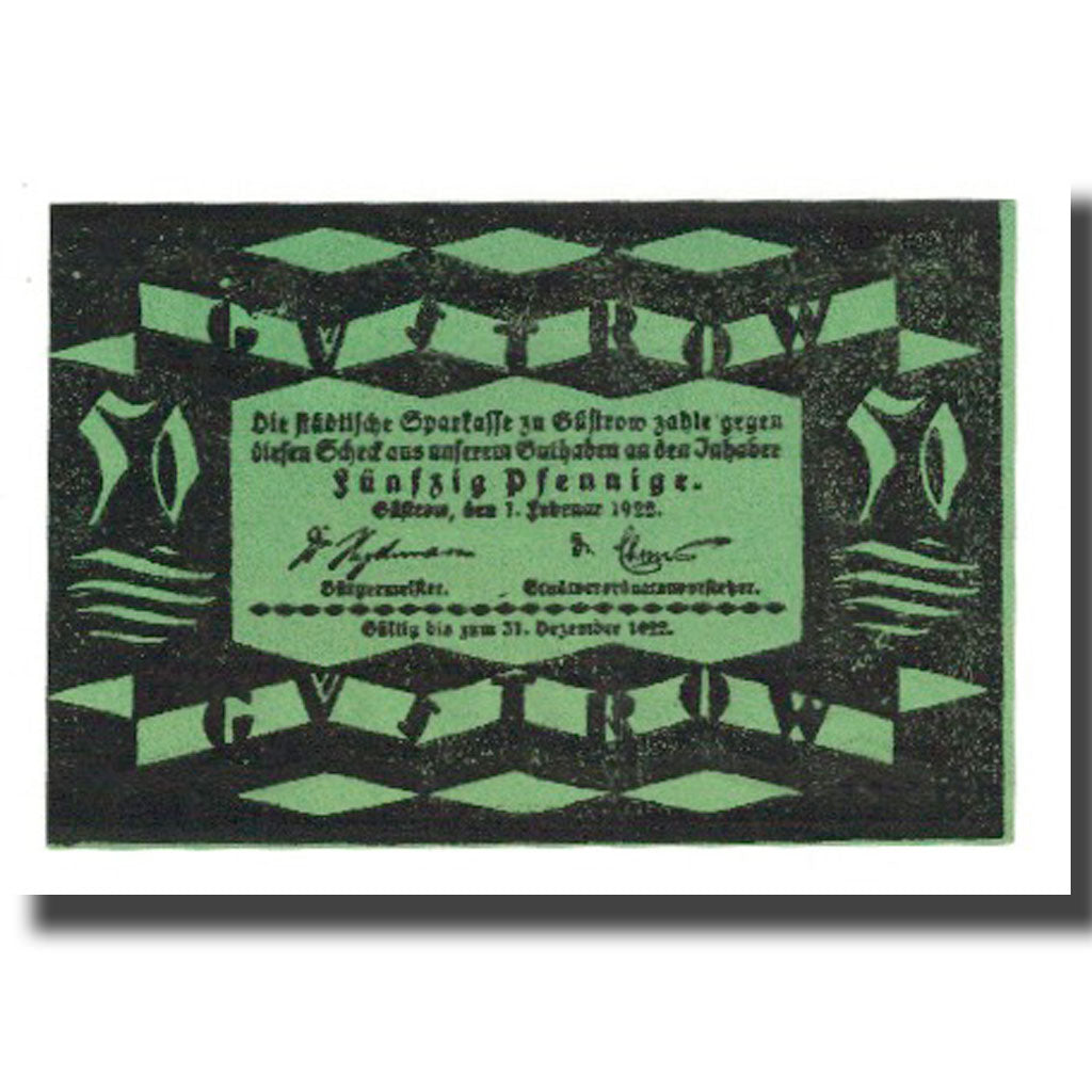Banknote, Germany, Güstrow Stadt, 50 Pfennig, batiment 1, 1922, 1922-12-31