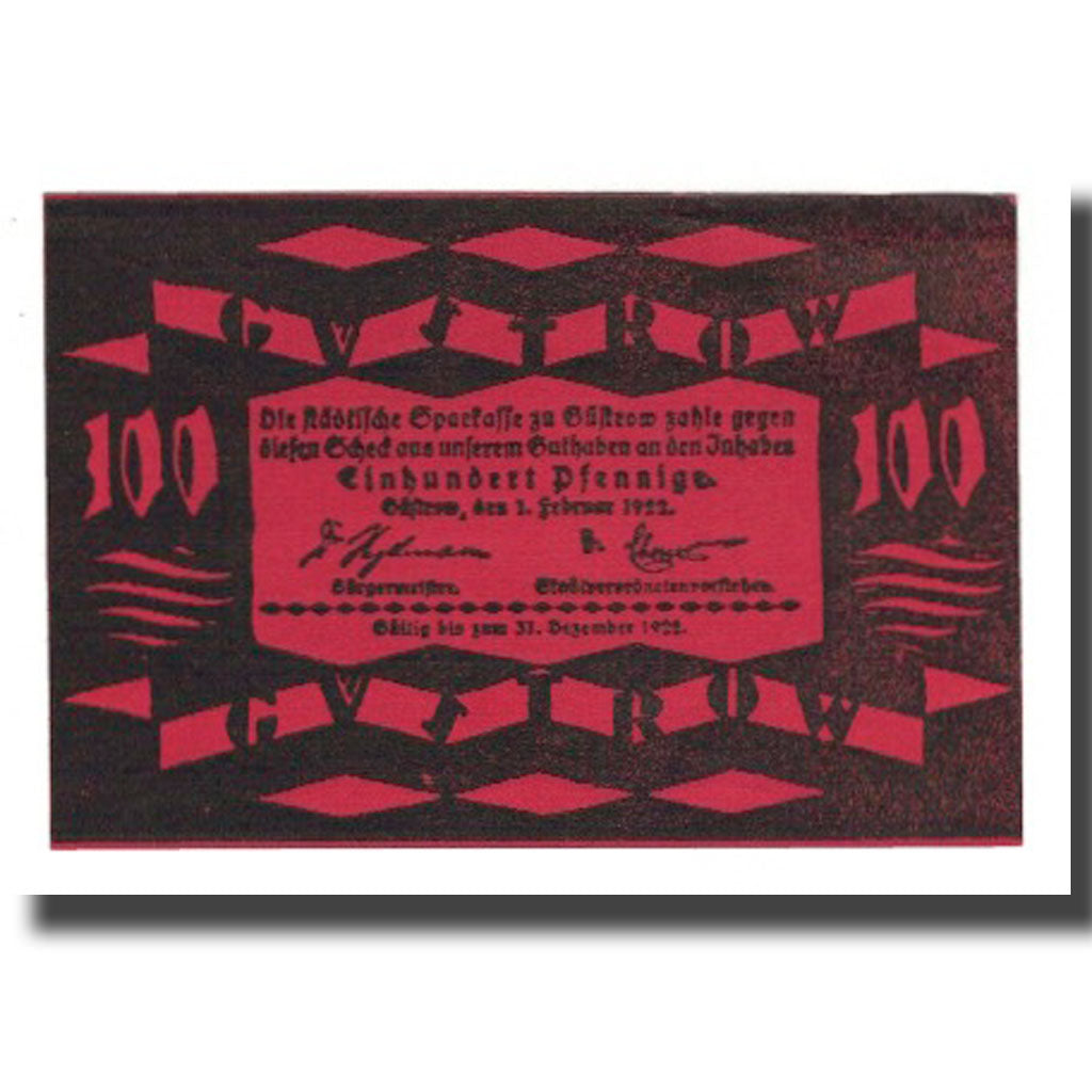 Banknote, Germany, Güstrow Stadt, 100 Pfennig, vache 1, 1922, 1922-12-31