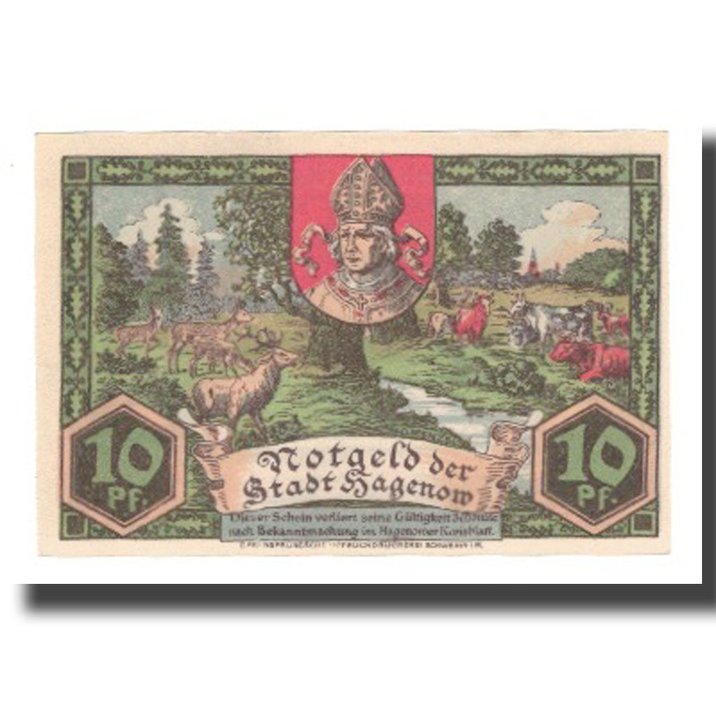 Banconote, Germania, Hagenow Stadt, 10 Pfennig, personnage, 1921, SPL-