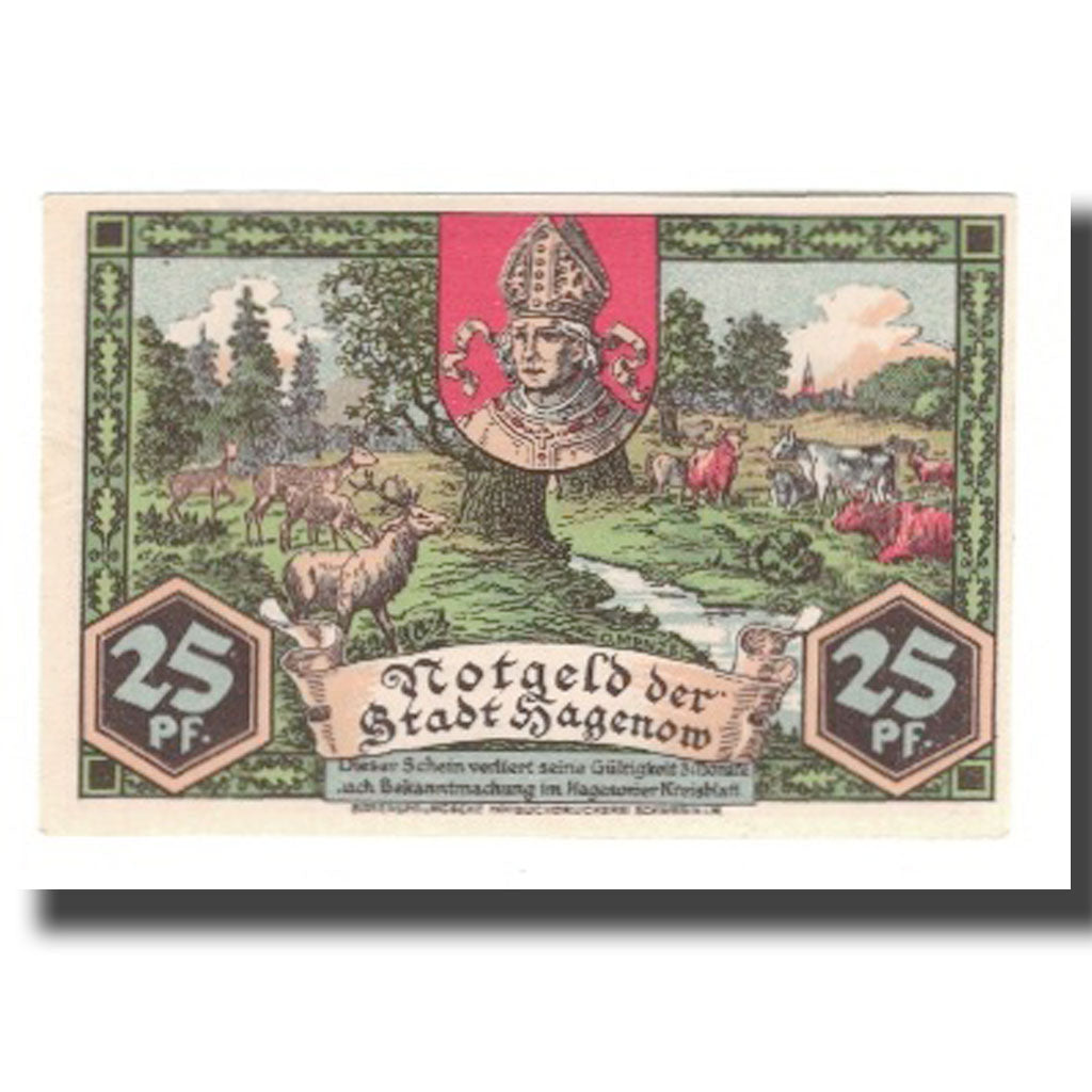 Biljet, Duitsland, Hagenow Stadt, 25 Pfennig, personnage 1, 1921, SUP