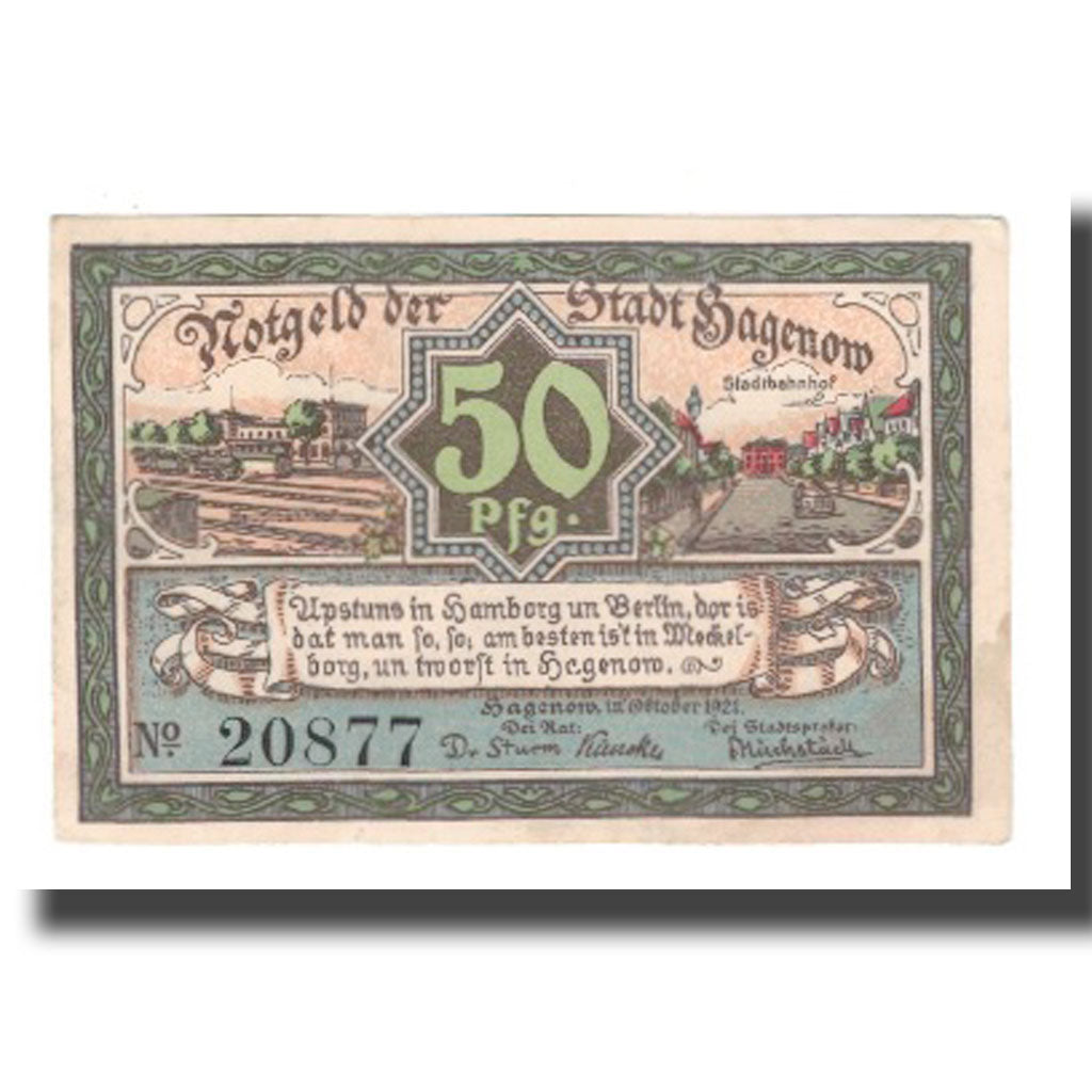 Banknote, Germany, Hagenow Stadt, 50 Pfennig, personnage, 1921, AU(55-58)
