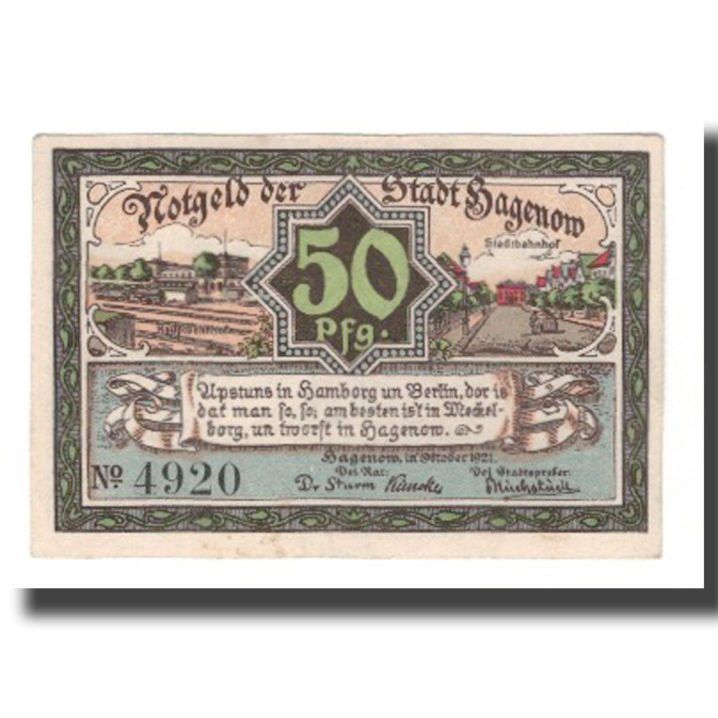 Banconote, Germania, Hagenow Stadt, 50 Pfennig, personnage 2, 1921, SPL-