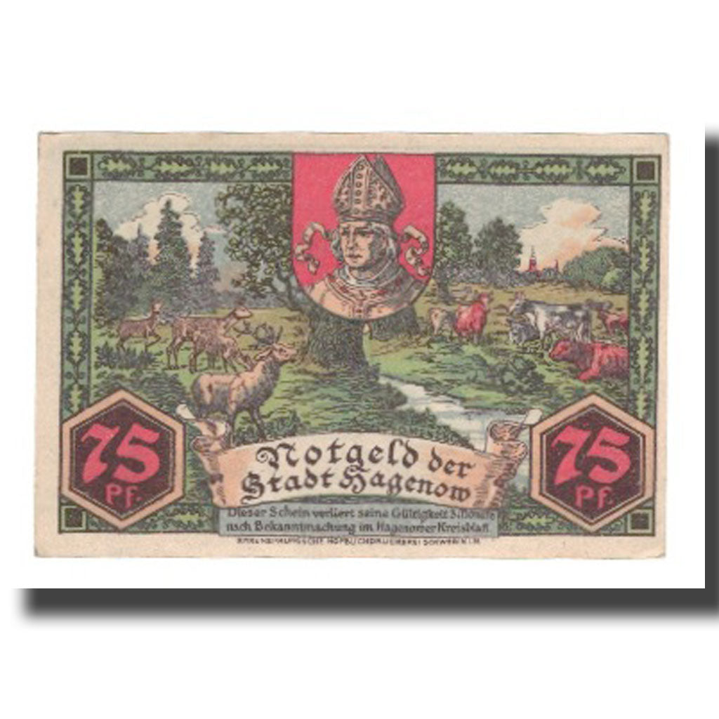 Banknote, Germany, Hagenow Stadt, 75 Pfennig, personnage, 1921, AU(55-58)