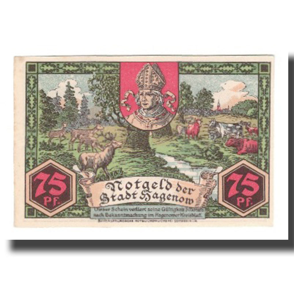Banknote, Germany, Hagenow Stadt, 75 Pfennig, personnage 1, 1921, AU(55-58)