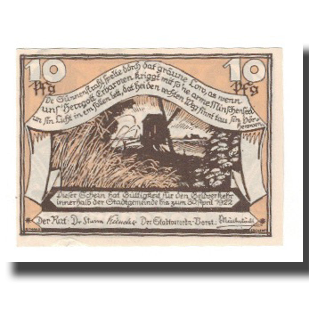 Banknote, Germany, Hagenow Stadt, 10 Pfennig, Animaux, 1922, 1922-04-30
