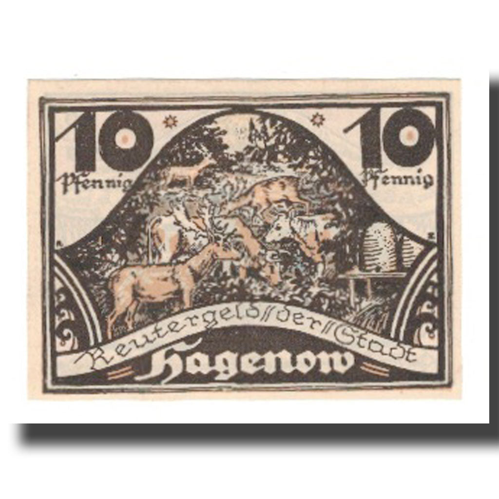 Banknote, Germany, Hagenow Stadt, 10 Pfennig, animaux 1, 1922, 1922-04-30