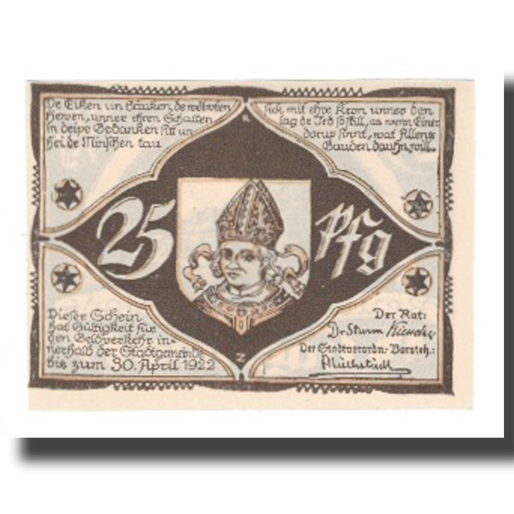 Biljet, Duitsland, Hagenow Stadt, 25 Pfennig, personnage, 1922, 1922-04-30, SUP