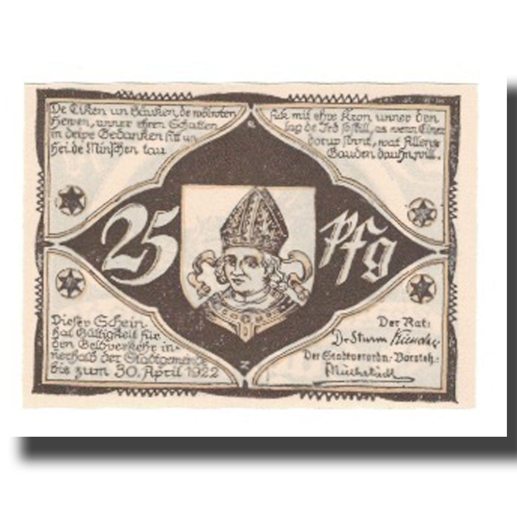 Banknote, Germany, Hagenow Stadt, 25 Pfennig, personnage 1, 1922, 1922-04-30