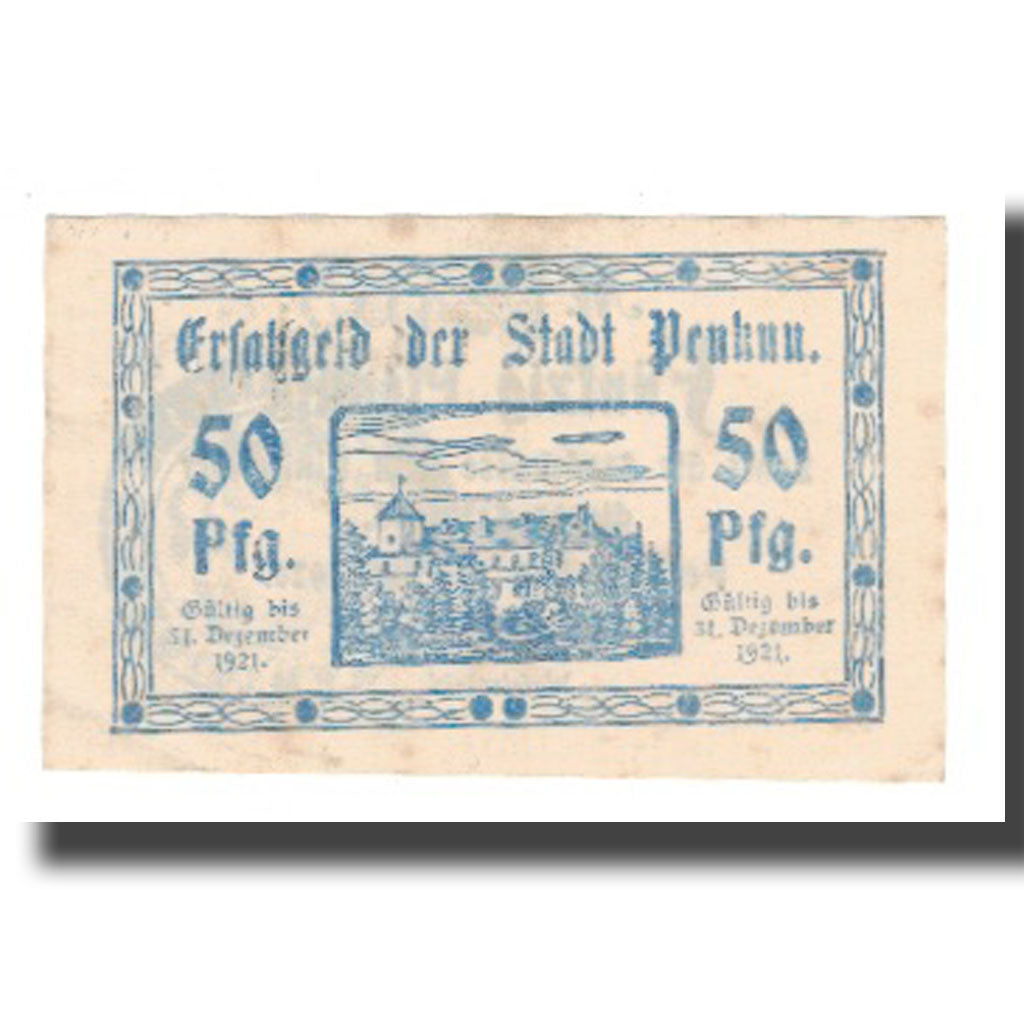 Biljet, Duitsland, Penkun Stadt, 50 Pfennig, Texte, 1921, 1921-12-31, TTB