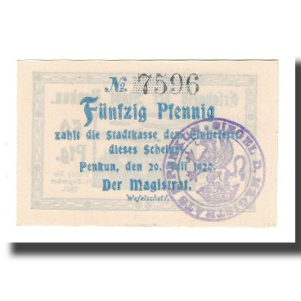 Banknote, Germany, Penkun Stadt, 50 Pfennig, texte 1, 1921, 1921-12-31